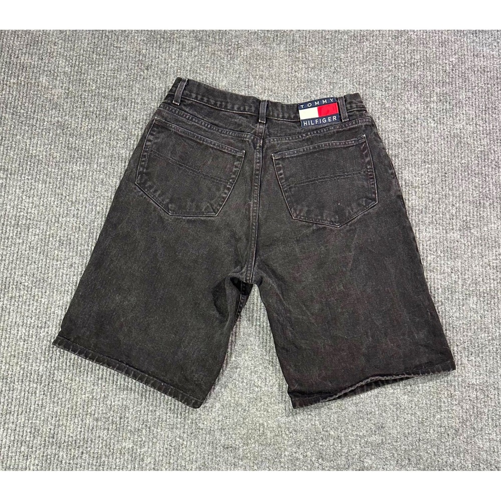 VTG Tommy Hilfiger Shorts Mens 34 (Measures 32) Jean Denim Jorts Y2K Flag Patch